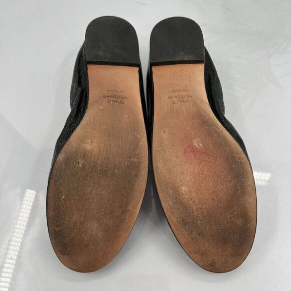 Stuart Weitzman Ballet Flats Women 6 M Black Leather Bow Slip On Shoes - Picture 7 of 10